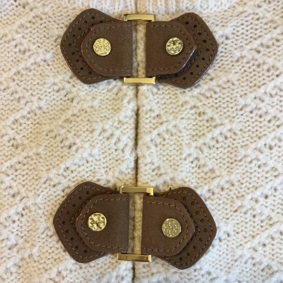 Tory Burch SZ L Ivory Buckle Cardigan Sweater - Picture 4 of 5